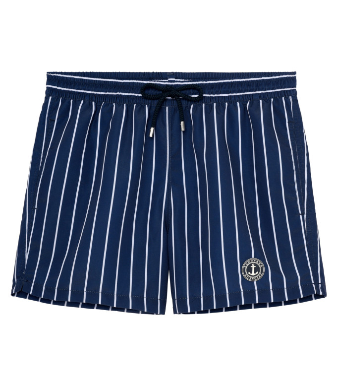 SID - Short de bain imprimé à rayures tennis marine