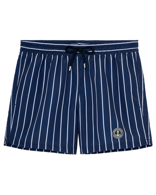 SID - Short de bain imprimé à rayures tennis marine