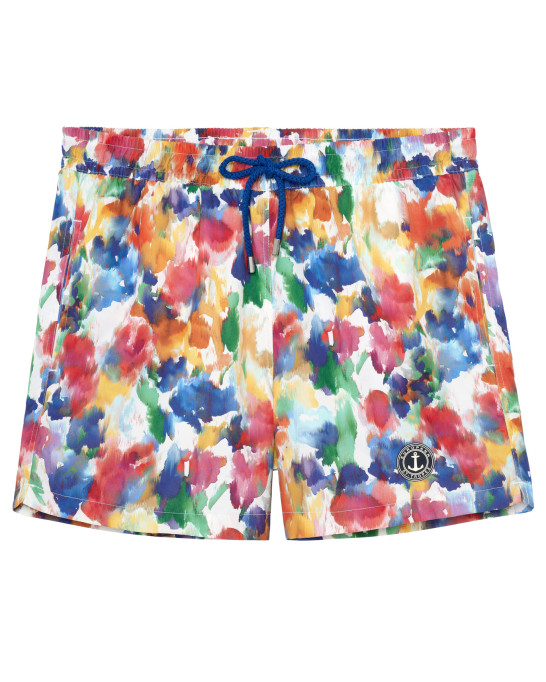 SANDRO - Short de bain imprimé à motif tâches de peinture multicolore