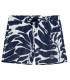 PIETRO - Navy Leaf Print Swim Shorts