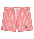 SID - Short de bain imprimé rayures tennis corail