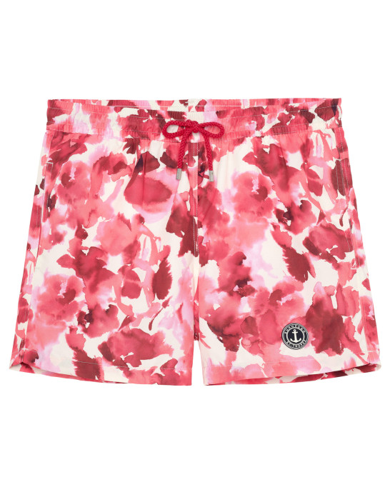 POE - Short de bain imprimé à motif tâches de peinture corail