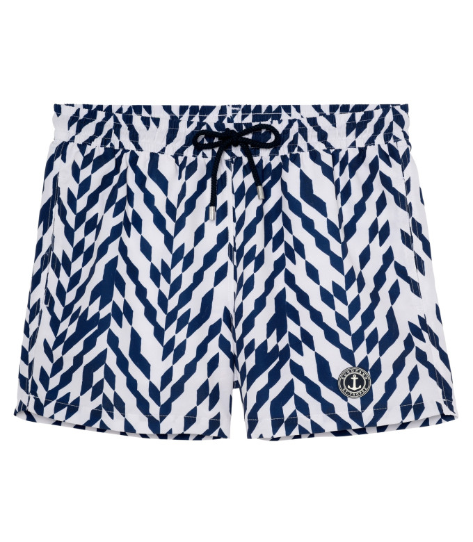 ISRA - Short de bain imprimé motif à chevrons marine