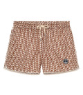 SIMEON - Kurze Badeshorts mit geometrischem Mini-Druck choco