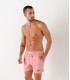 SID - Short de bain imprimé à rayures tennis corail