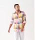 ROSS - Camisa regular de lino para hombre con estampado pantone rosa