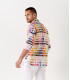 ROSS - Camisa regular de lino para hombre con estampado pantone rosa