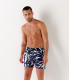 PIETRO - Navy Leaf Print Swim Shorts