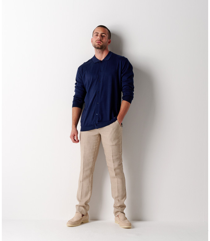 DYLAN - Casual linen pants, ocean blue