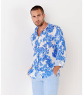 AMALFI - Ocean flower printed linen shirt