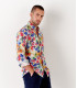 BOMBAY - Chemise en lin imprimé motif tâches de peinture multicolore