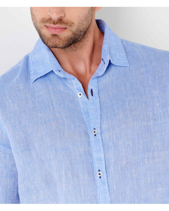 JONAS - Casual linen shirt, blue