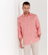 JONAS - Chemise unie lin chiné corail