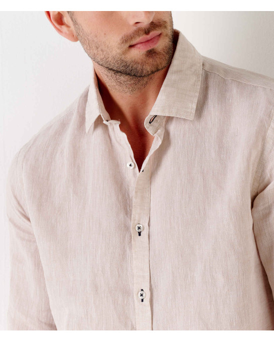 JONAS - Plain beige linen shirt