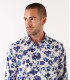 FELIPE - Printed linen shirt navy blue