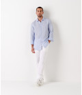 CODY - Fine stripes sky blue linen shirt