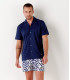 BULL - Chemise jersey coton slim-fit marine