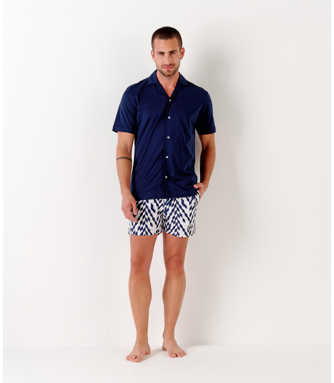 BULL - Chemise jersey coton slim-fit marine