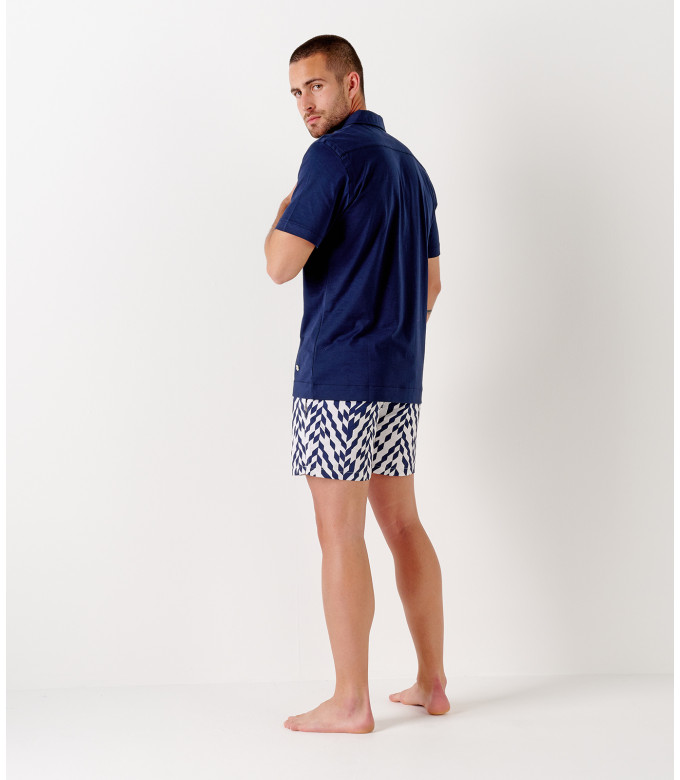 BULL - Chemise jersey coton slim-fit marine