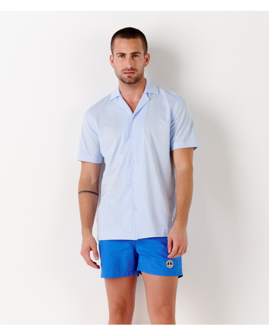 BULL - Chemise jersey coton slim-fit bleu ciel