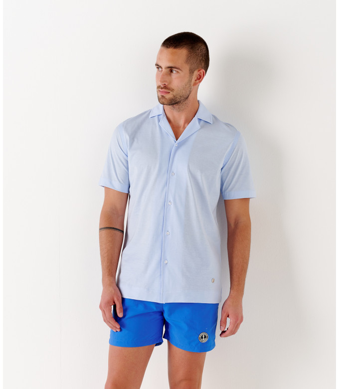 BULL - Chemise jersey coton slim-fit bleu ciel