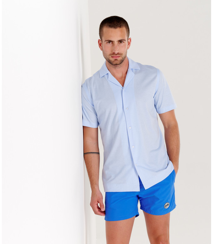 BULL - Chemise jersey coton slim-fit bleu ciel