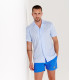 BULL - Chemise jersey coton slim-fit bleu ciel