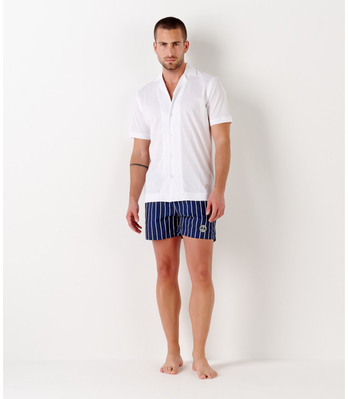 BULL - Chemise jersey coton slim-fit blanc