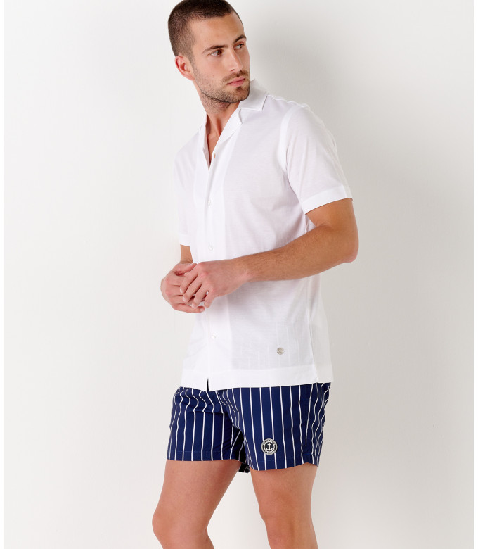 BULL - Chemise jersey coton slim-fit blanc