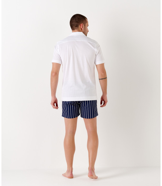 BULL - Chemise jersey coton slim-fit blanc