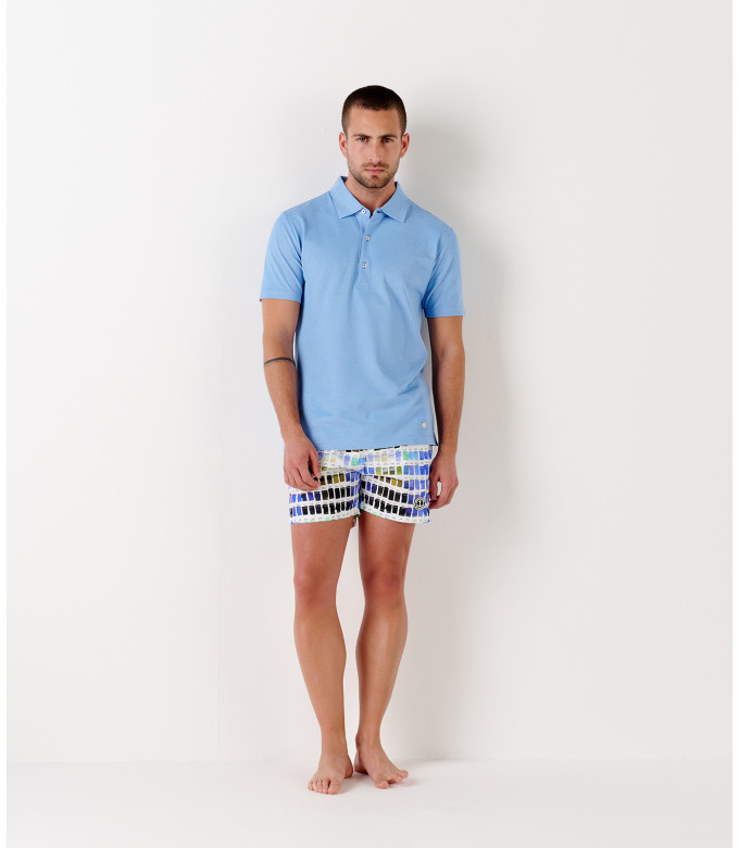 BORNEO- Badeshorts mit Pantone-Print, weiß