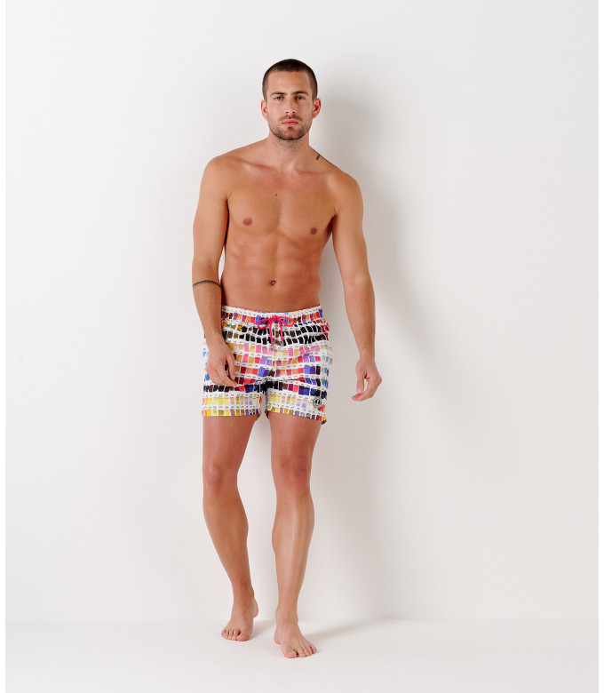 BORNEO- Short de bain imprimé pantone, rose