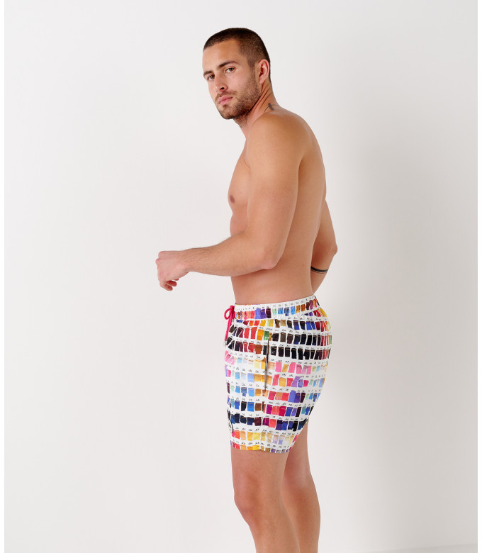 BORNEO- Short de bain imprimé pantone, rose