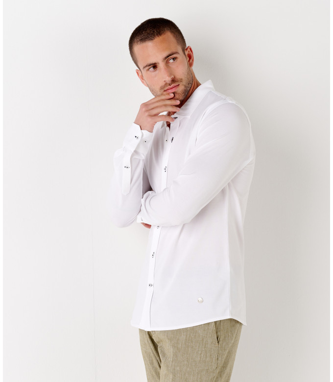 ASHTON - Chemise blanche en coton piqué