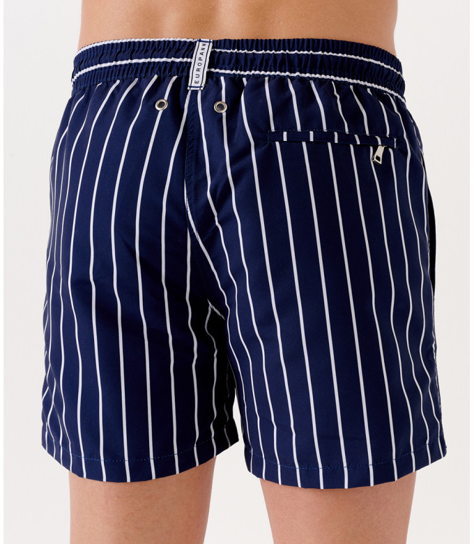 SID - Short de bain imprimé à rayures tennis marine