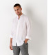 STAN - Camisa blanca de lino, cuello mao 