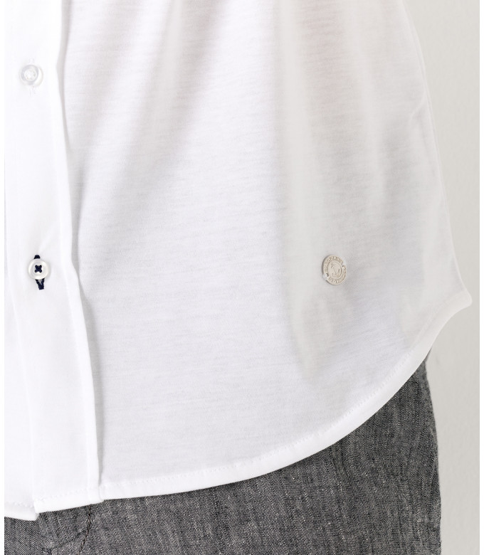 STUART - Camicia slim-fit in cotone fine tinta unita, bianco