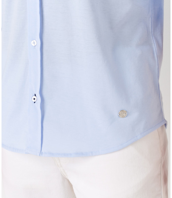 STUART - Thin jersey cotton shirt, light blue