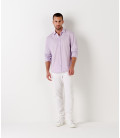 STUART - Chemise jersey coton slim-fit lilas