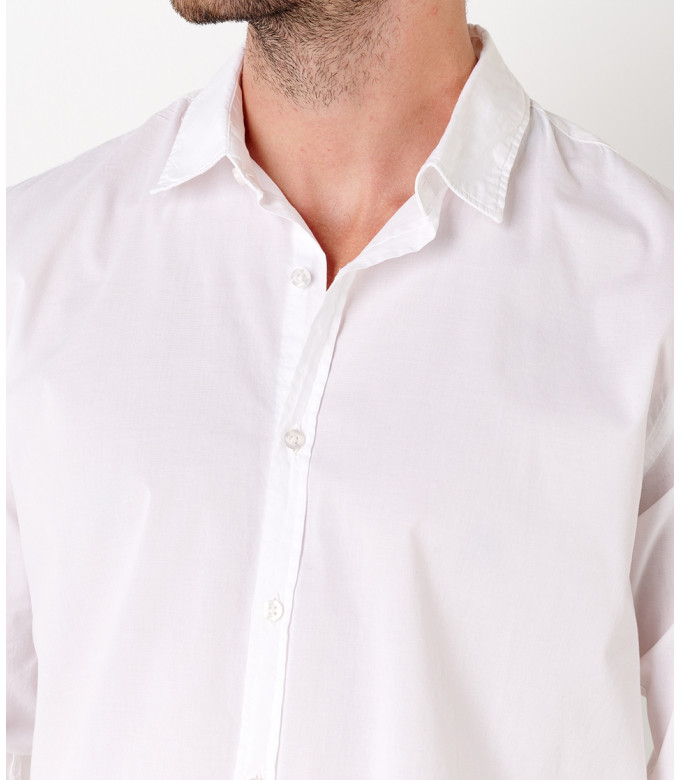 VARDY - Camisa casual de voile de algodão liso, branca