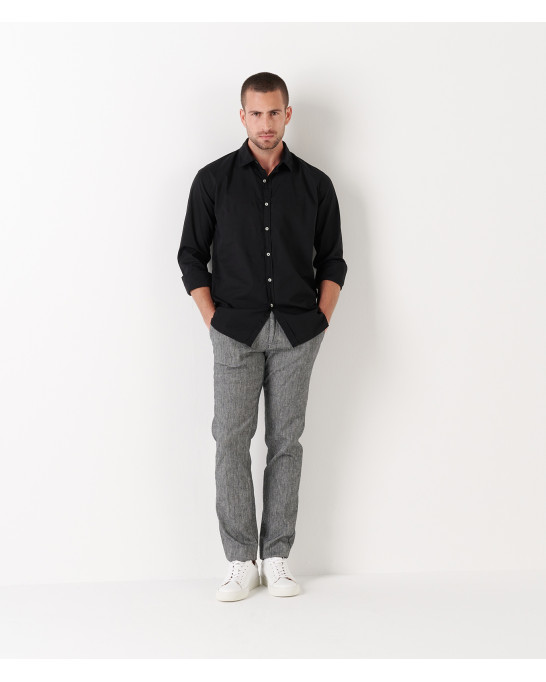 VARDY - Casual cotton-voile shirt, black