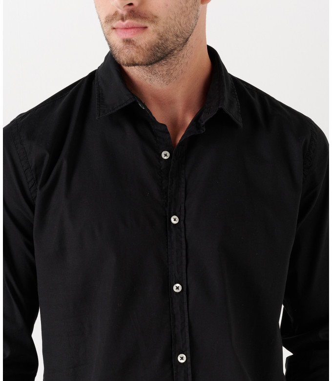 VARDY - Casual cotton-voile shirt, black