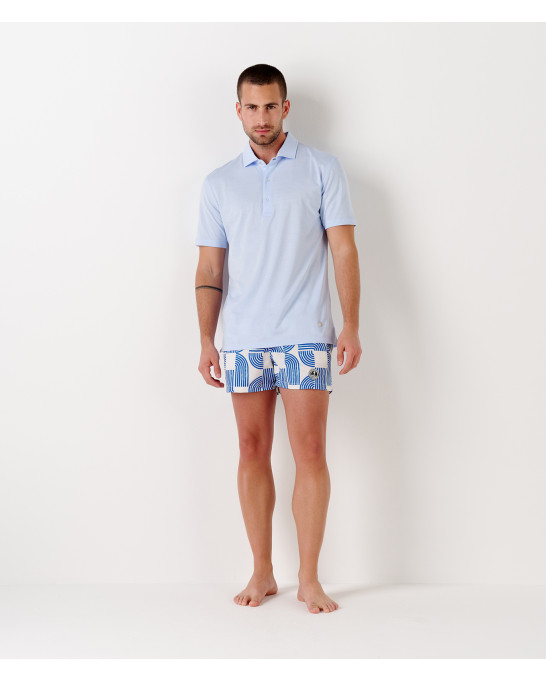 WESTON - Cotton jersey polo shirt, light blue