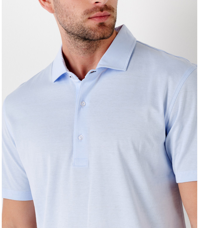 WESTON - Cotton jersey polo shirt, light blue