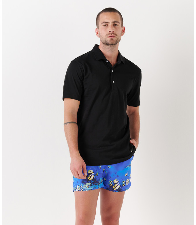 WESTON - Polo jersey en coton, noir