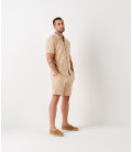 DAN - Cremefarbene Jacquard-Frottee-Shorts