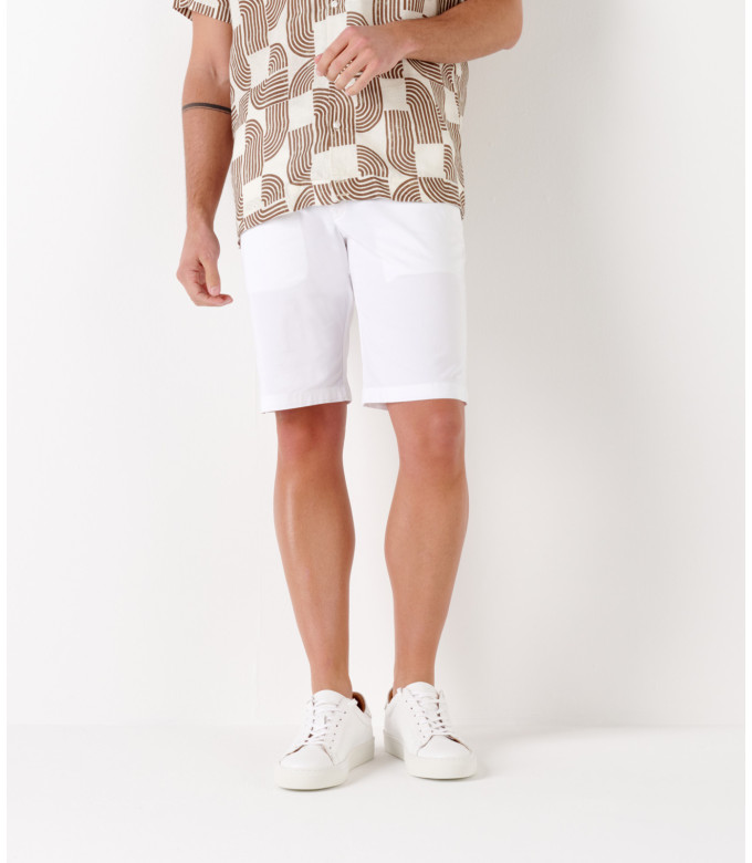 TEXAS - Bermuda chino slim uni, blanc