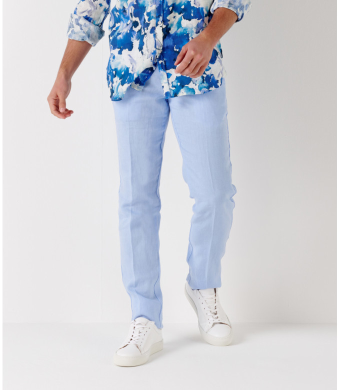 DYLAN - Sky blue casual linen pants