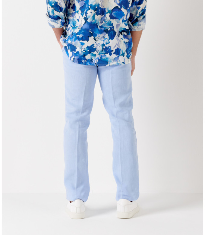 DYLAN - Sky blue casual linen pants