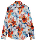 COCOA - Linen shirt with orange flower print